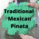 Traditional Mexican Pinata made using green fringed crepe paper